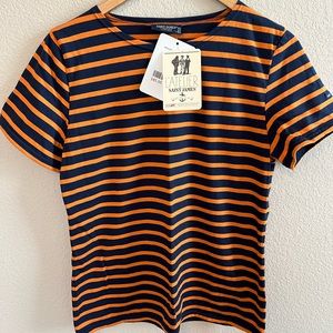 NWT Saint James L’Atelier Shirt Navy / Orange Stripe